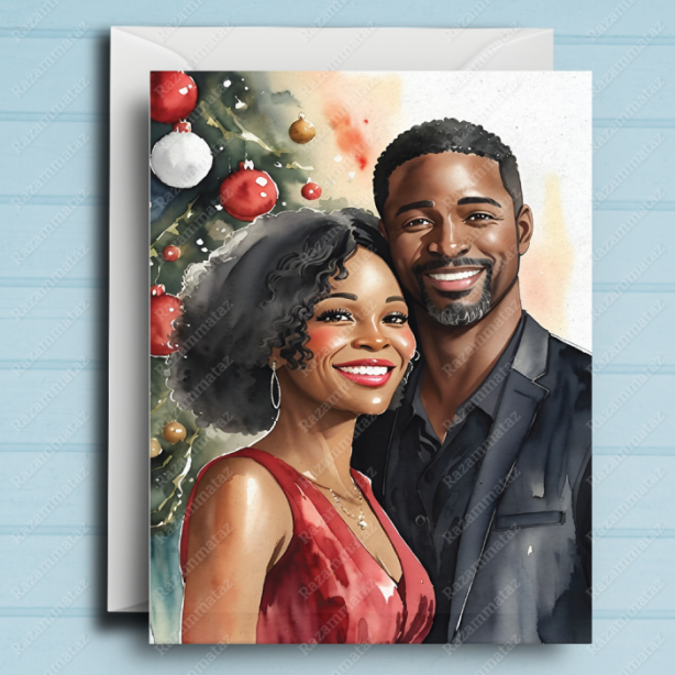Black Couple Q Christmas Card